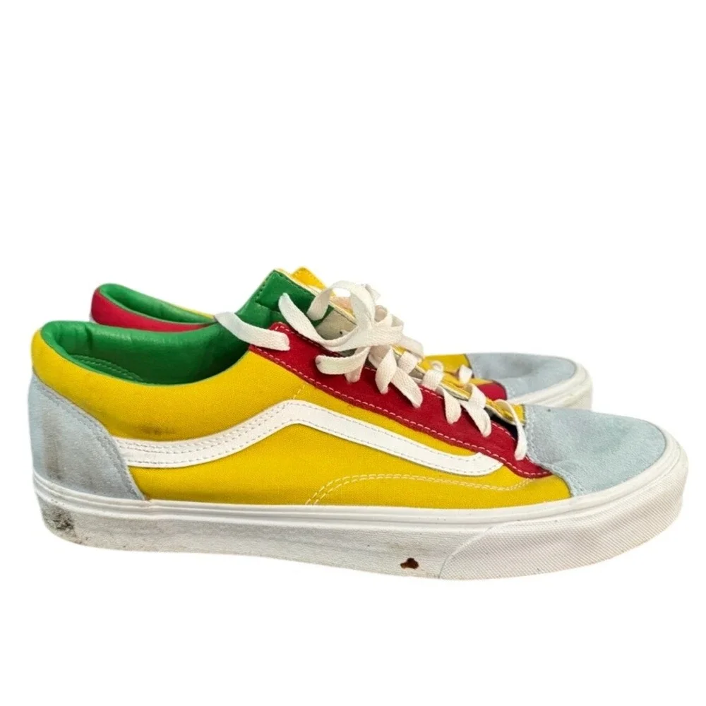 Vans Old Skool Multi Color Block Red Yellow Blue Green Suede Canvas Sneakers 13